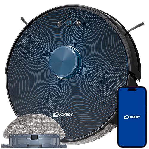 Coredy FL022 Robot Vacuum and Mop with Ultra-Strong Suction, 8m Laser Detection Navigation, Multi Floor Mapping, Y-Shape Mopping System, Advanced App Control, No-Mop Zones, Compatible with Alexa