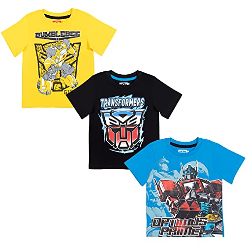 Transformers Bumblebee Optimus Prime Toddler Boys 3 Pack T-Shirt Yellow/Blue/Black 5T