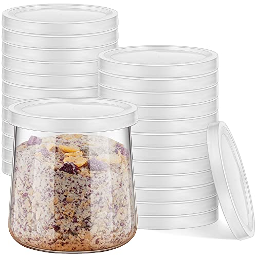 Tessco Yogurt Container Lids Canister Not Included Clear Plastic Jar Replacement Covers Compatible with Oui Jars(24 Pieces)