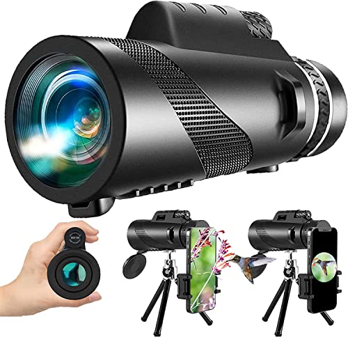 80x100 Monocular-Telescope for Adults High Powered Compact Monoculars with Smartphone Holder & Tripod, BAK4 Prism &FMC Lens for Stargazing Hunting Hiking Travel Bird Watching Camping Wildlife Scenery