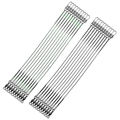 FREGITO Stainless Steel Fishing Leaders, Fishing Leader Line with Swivels and Clips for Saltwater and Freshwater, 31LB Per Piece, 6', 7', 9', 10', 12'