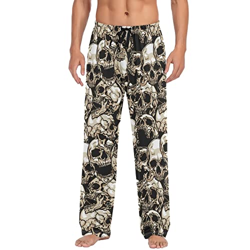 Carlonge Skulls Mens Pajama Pants Men's Sleepwear Lounge Pants Pajama Pj Bottoms