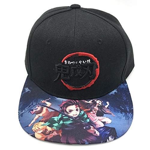 Donahuewangxiaojiao Anime Demon Slayer Baseball Cap Print Adjustable Hat, Best Gift for Fans,Black&red,1-5 18