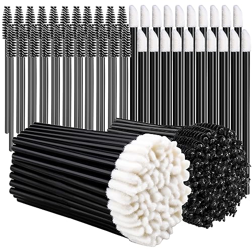 Teenitor Mascara Wands, Disposable Mascara Wand 200pcs, Lip Applicators Disposable Mascara Makeup Applicator Lipgloss Lip Brush Mascara Brush Lipstick Tester Wands Black