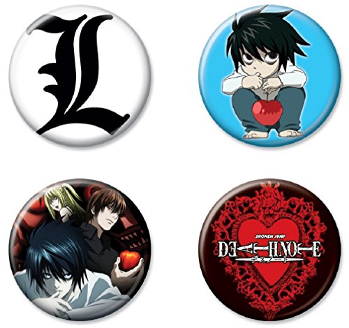 Ata-Boy Death Note Button Set - Death Note 4 Button Set 1 Button Set, Officially Licensed Collectible Buttons…