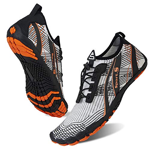 WateLves Water Shoes for Men Women Barefoot Quick-Dry Aqua Sock Outdoor Athletic Sport Shoes Kayaking Boating Hiking Surfing Walking (M-White, 37)