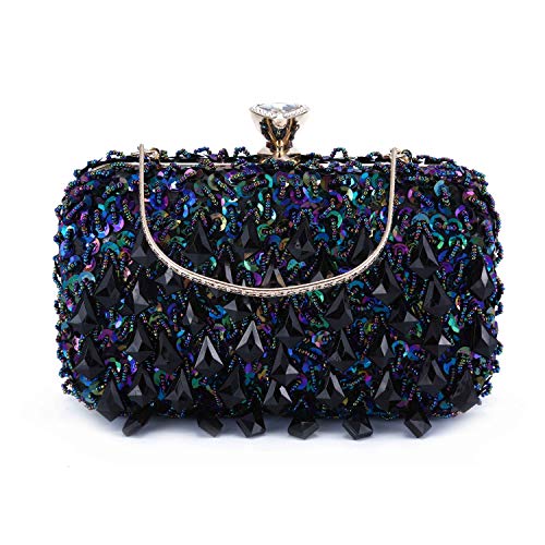 UBORSE Women Clutch Wedding Purse Rhinestone Crystal Beaded Bags Cocktail Party Bridal Prom Handbag for Women, Blue