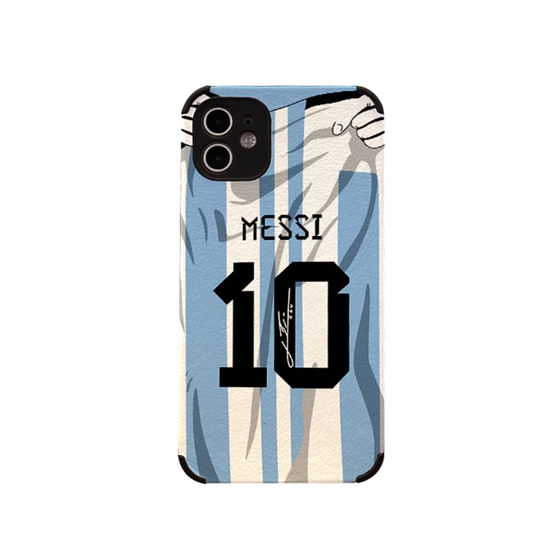 Slrioks MESSl Jersey Phone Case Creative Soccer Case for iPhone 12 Thin Soft Imitation Leather Shockproof