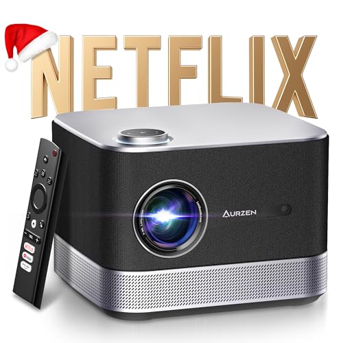 All-in-One Projector 4K, AURZEN BOOM 3 Smart Projector with WiFi and Bluetooth, 3D Dolby Audio & 36W Speakers, AI Auto Focus & Keystone, Netflix Official 4K Supported 500 ANSI Home Outdoor proyector