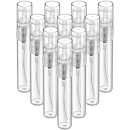 FANDAMEI Mini Spray Bottle, Fine Mist Refillable Perfume Atomizer, Small Empty Sample Containers, Plastic Portable Travel Bottle, 5ml, 10 Pack, Clear