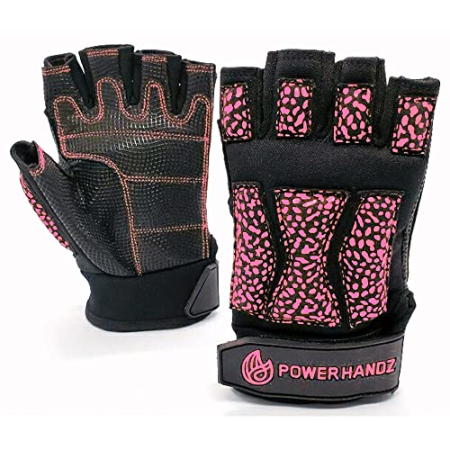 POWERHANDZ Power to Fight Weighted Fitness Gloves for Women Weightlifting, Gym, Fitness Training, Fingerless, Non Slip, Gel Grip, Pink, Medium