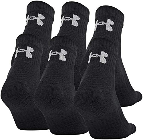 Under Armour Adult Training Cotton Quarter Socks, Multipairs , Black (6-Pairs) , Large