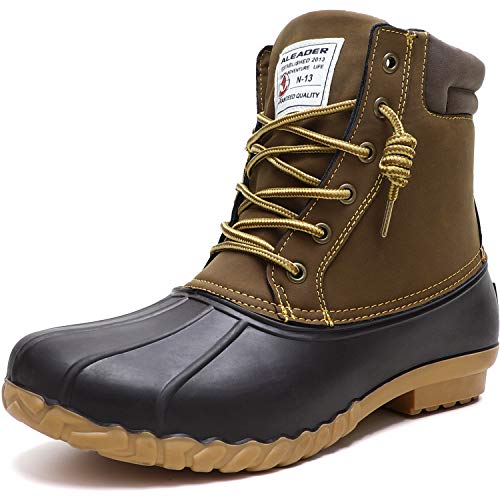 ALEADER Duck Boots Men Insulated Waterproof Winter Boots Cold Weather Snow Boots Tan 12 US