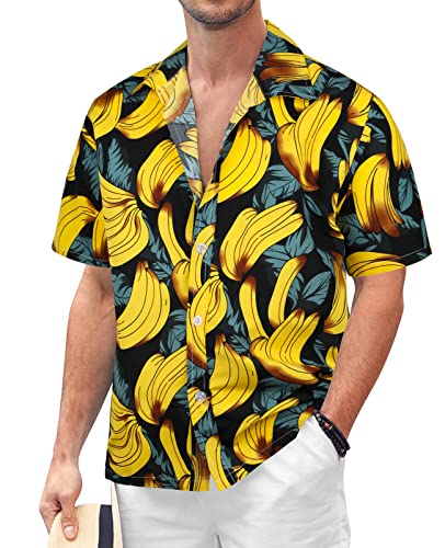 Sumolux Mens Hawaiian Floral Shirts Button Down Tropical Holiday Beach Shirts