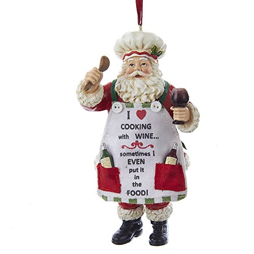 Kurt Adler 5' Santa Chef with Wine Resin Ornament