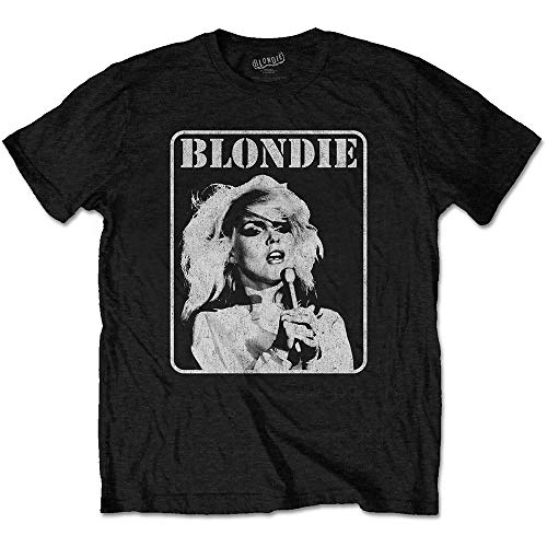 Blondie Debbie Harry Mic Pose 1 Parallel Lines Official Tee T-Shirt Mens Unisex (XX-Large) Black
