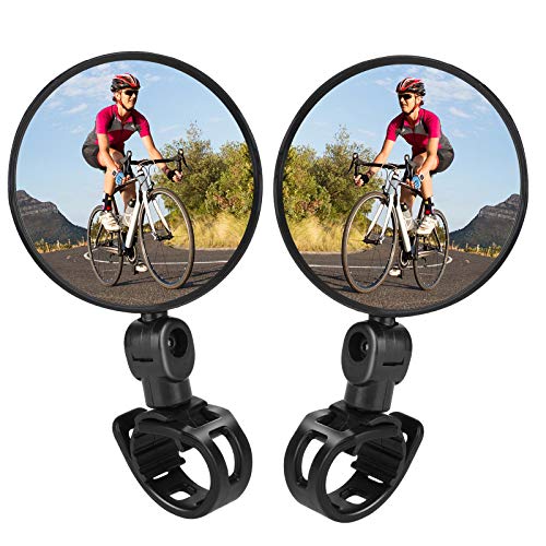TAGVO Bike Mirror, 2 PCS Bicycle Cycling Rear View Safe Mirrors, Adjustable Rotatable Handlebars Mounted Plastic Convex Mirror for Mountain Road Bikes