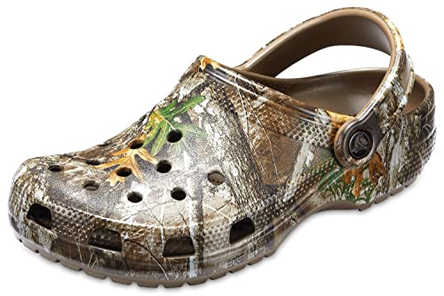 Crocs unisex adult Men's and Women's Classic Realtree | Camo Shoes Clog, Walnut, 12 Women 10 Men US