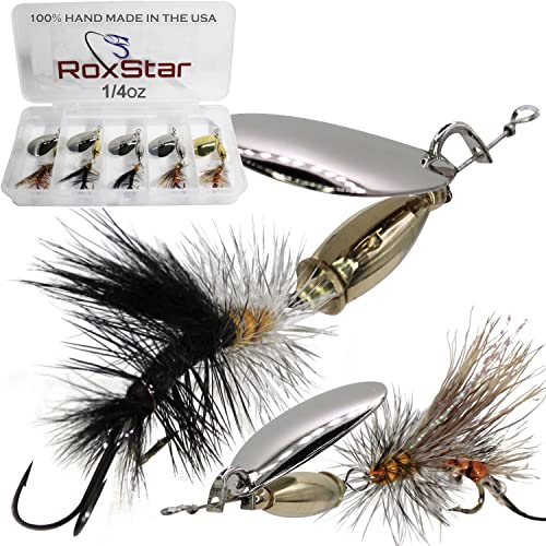 RoxStar Fly Strikers Proven Nationwide to Out-Fish Any Spinner | Hand-Tied in The USA | Most Versatile Fishing Spinner Ever! Trout, Bass, Steelhead | Stop Fishing - Start Catching (1/4oz Series 1)