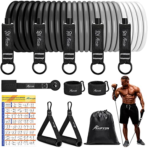 Resistance Bands Set, Exercise Bands, Workout Bands, 5 Tube Fitness Bands with Door Anchor, Handles, Portable Bag, Legs Ankle Straps for Musle Training, Physical Therapy, Shape Body, Home Workouts