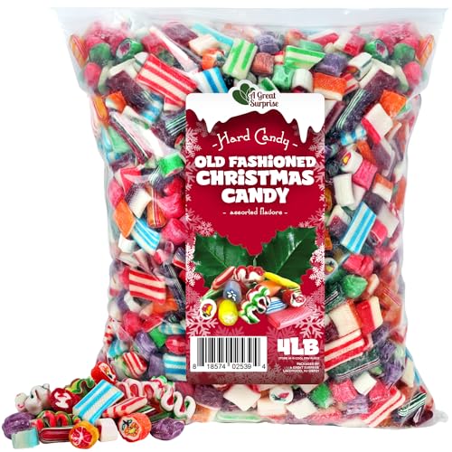 Old Fashioned Christmas Candy - 4 Pounds - Assorted Flavors - Holiday Hard Candy Mix - Xmas Vintage Candies - Bulk Classic Traditional Christmas Candy