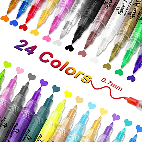 esonstyle Acrylic Paint Pens, Paint Markers Extra-fine Tip, 24 Colors Paint Pens for Rock Painting, Wood, Ceramic, Glass, Stone, Fabric & DIY Mug Design
