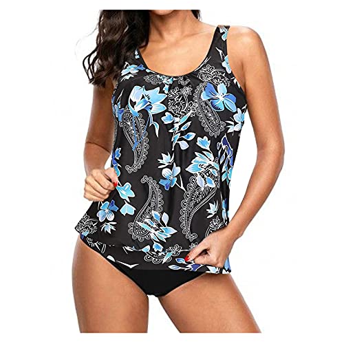 Swimsuits Back Swimdress Women Piece Size Strappy Two Plus Set Print Swimwears Tankinis Set Women's Swim Shorts and Top Black