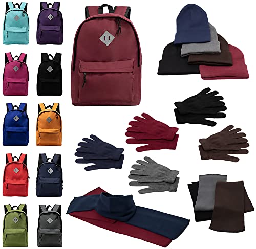 Bulk Case of 12 Backpacks and 12 Winter Item Sets - Wholesale Care Package - Emergencies, Homeless, Charity