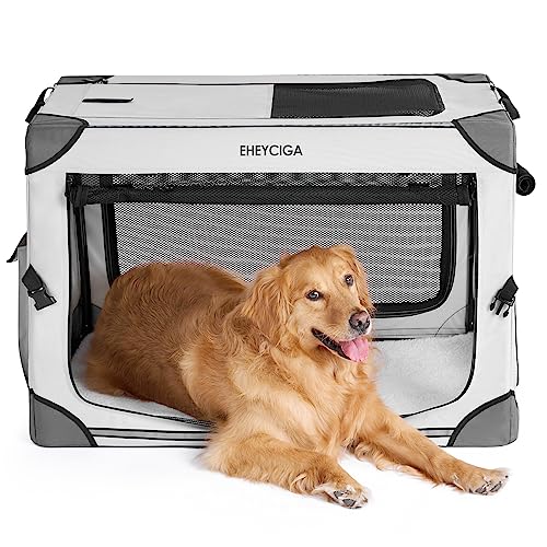 EHEYCIGA Collapsible Large Dog Crate, 36 Inch Soft Portable Dog Kennel for Large Dogs, Indoor & Outdoor Foldable Dog Travel Crate with Mesh Windows