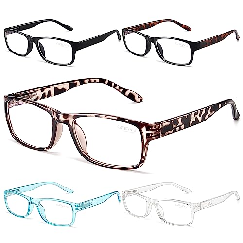 Gaoye 5-Pack Reading Glasses Blue Light Blocking,Spring Hinge Readers for Women Men Anti Glare Filter Lightweight Eyeglasses (#5-Pack Mix Color, 2.5)