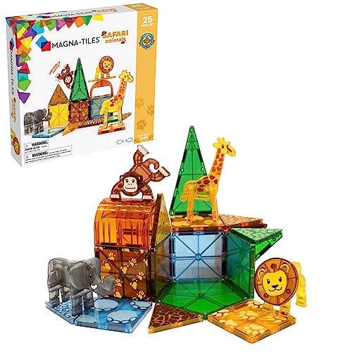 MAGNA-TILES Safari Animals 25-Piece Magnetic Construction Set, The ORIGINAL Magnetic Building Brand