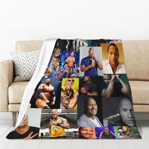 Dwayne Douglas Johnson Blanket Warm Ultra Soft Throw Fleece Air Conditioning Blanket for Living Room Bedroom Bed Sofa Car (50'X40')
