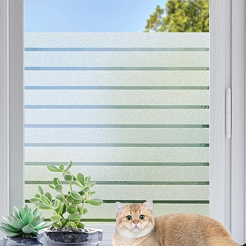 Coavas Window Privacy Film: Frosted Glass Window Film Decorative Window Clings Opaque Static Cling Window Stickers Heat Insulation UV Blocking Door Window Covering Home Window Blinds, 17.5x78.7 Inch