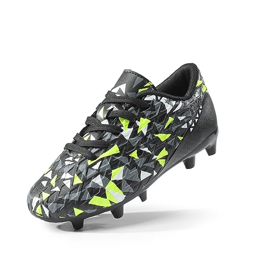 DREAM PAIRS Boys HZ19003K Soccer Football Cleats Shoes Black Neon Green Size 6 M US Big Kid