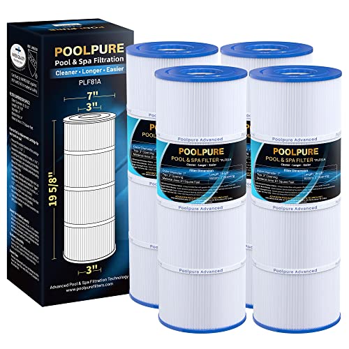 POOLPURE CX580XRE Pool Filter Replaces Hayward C580E, PA81-PAK4, Ultral-A3, Unicel C-7483, Hayward SwimClear C3020, C3025, C3030, Filbur FC-1225, FC-6425,4 X 81 sq. ft.Cartridge,L x OD: 19 5/8'x 7'