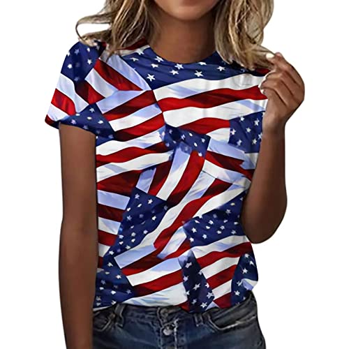 Under 10 Women 4th of July Tee Tops Elbow Length Tees for Women Women 4Th of July Outfit Women Blouse for Work Junior Plus Size Tops Western Scrub Tops USA Flag Tank Gifts for Girlfriend