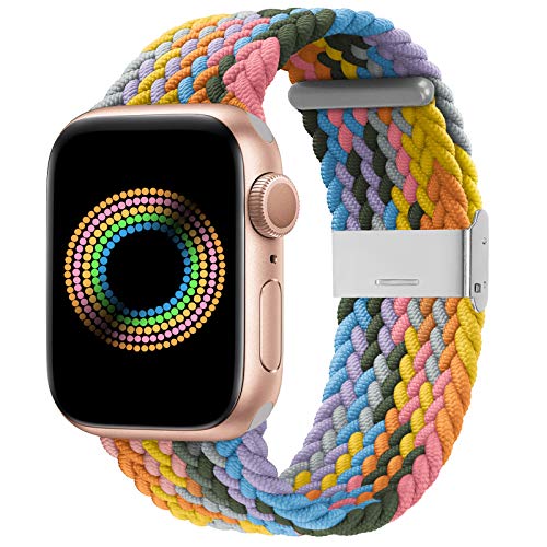 Bandiction Compatible with Apple Watch Bands 44mm 40mm 38mm 42mm 41mm 45mm 49mm, iWatch Bands for Women Men,Adjustable Braided Solo Loop Elastic Sport Bands for iWatch Ultra SE Series 9/8/7/6/5/4/3/2