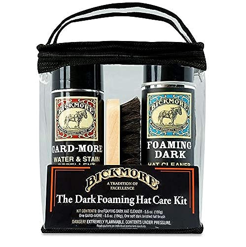 Bickmore Foaming Dark Hat Cleaner Kit - Remove Dirt, Dust, Fingerprints & Sweat Stains - Great for Fur - Felt Cowboy Hats, Baseball Hats, Fedoras, Sun Hats & More