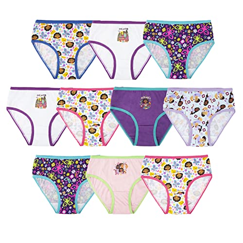 Disney Girls' Encanto 10-Pack 100% Combed Cotton Underwear, Mirabel, Isabela, Luisa and More, Sizes 2/3t, 4t, 4, 6, 8, 2T/3T