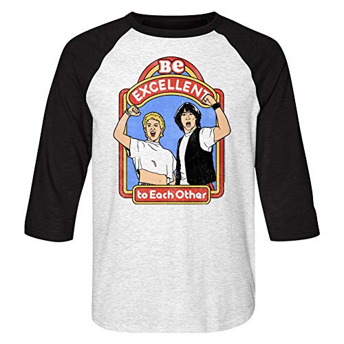 American Classics Bill & Ted's Excellent Adventure 80s Movie Be Excellent Adult 3/4 Raglan T-Shirt Multicolored