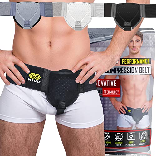 Hernia Belt for Men & Women. Femoral, Umbilical, Inguinal Hernia Belts. Groin Brace Truss Support Guard With Removable Compression Pad. Comfortable Adjustable Waist Strap Hernia Guard Black S-M