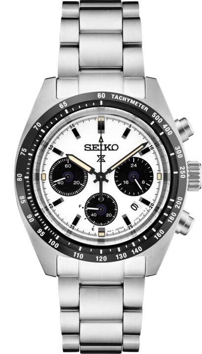 SEIKO SSC813 Watch for Men - Prospex Collection - Stainless Steel Case and Bracelet, White Dial