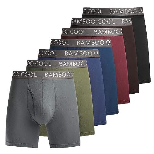 BAMBOO COOL Men’s Underwear Boxer Briefs 7-Pack Breathable and Soft with Fly Underwear for Men