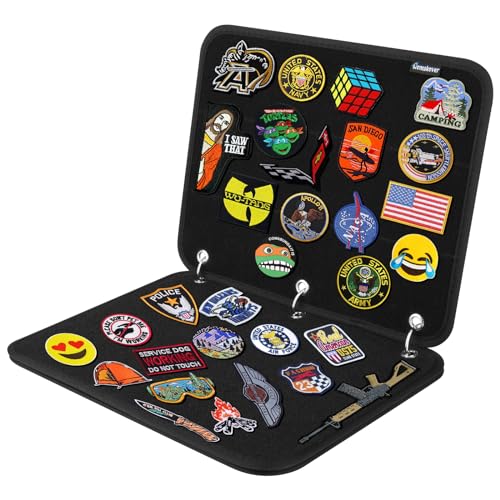 Patch Display Holder, Flip Page Patch Book Organizer 11' x 8.5' for Flag Patch, Military Patch and Tactical Collections with Removable Metal Ring for 3 Ring Binders (Black With 3 Pages)