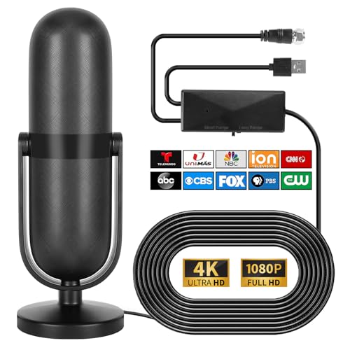2024 Upgraded TV Antenna Indoor with 650+ Miles Coverage Range Supports 4K 1080P HD for All TVs includes Signal Amplifier & Magnetic Support Base and 18ft Cable