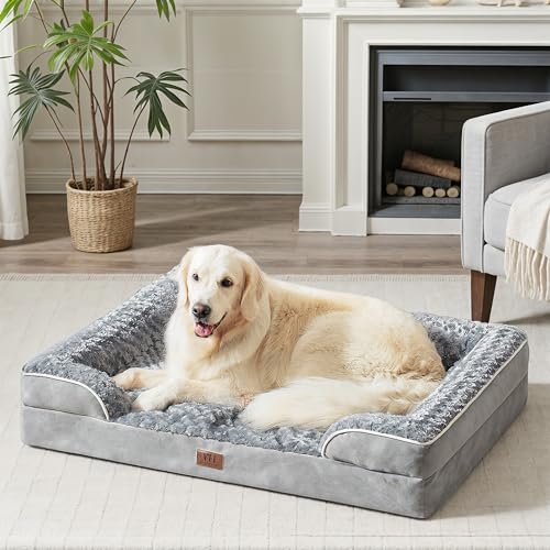 Western Home Orthopedic Dog Bed for Large Dogs, Washable Large Dog Bed with Bolster, Waterproof and Memory Foam Dog Couch Bed with Removable Cover, Dog Sofa Bed Up to 90 Lbs