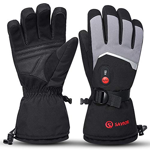 Rechargeable Heated Gloves Battery Electric Ski Gloves with 3 Heating Levels Touchscreen Waterproof Gloves for Men & Women