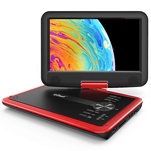 ieGeek 11.5' Portable DVD Player with SD Card/USB Port, 5 Hour Rechargeable Battery, 9.5' Eye-Protective Screen, Support AV-in / Out, Region Free, Red