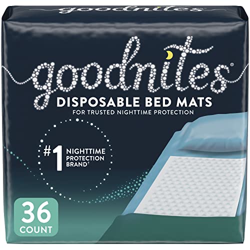 Goodnites Disposable Bed Pads/Bed Mats for Bedwetting, 2.4 x 2.8 ft, 36 Ct (4 Packs of 9)
