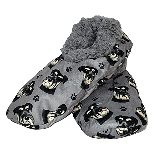 Schnauzer Super Soft Slippers - E&S Pets - Schnauzer Gifts - Cozy House Slippers - Non Skid Bottom - One Size Fits Most - Sherpa slipper - Pet Lover Gifts For Men And Women